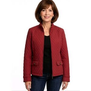 Merona Red Quilted Zip Jacket Size M